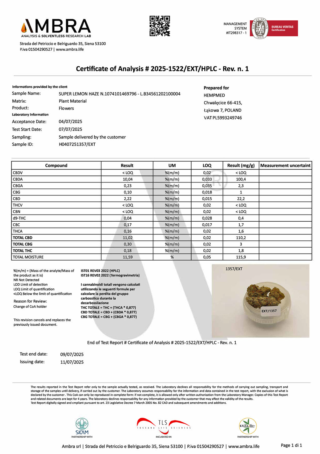 SUPER LEMON HAZE CBD HEMP FLOWERS GREENHOUSE PREMIUM CERTIFIED